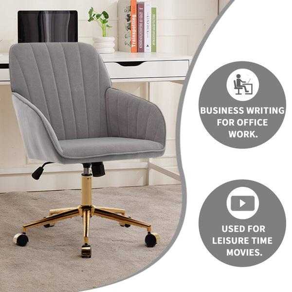 English Elm Ty Ergonomic Adjustable Office Chair - Plush Velvet Swivel Seat For Ultimate Comfort & Style W2311P199082-GIGA