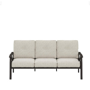 English Elm 3-piece Outdoor Steel Patio Conversation Set with Thick Cushions and Coffee Table Beige B082S00123