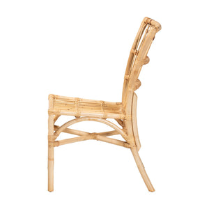 English Elm Modern Rattan Dining Chair with Curved Open Back and Sculptural Crisscross Base B2750P470044