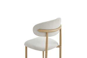 English Elm Dining Chairs Set of Two with Linen Cushions and Iron Legs for Farmhouse Kitchens Beige,Natural Wood W3590P457154