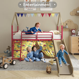 English Elm Jack Metal Junior Loft Bed With Slide & Superhero Curtains – Space-Saving Fun For Kids' Rooms! B083P354667