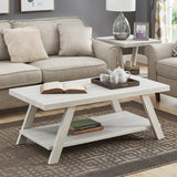 English Elm Athens Contemporary Wood Shelf Coffee Table Set In White Finish