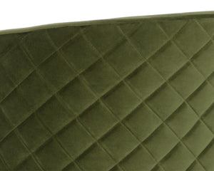 Sunpan CORNELLA Counter Stool - Elegant Meg Olive Upholstery with Diamond Stitching & Antique Brass Frame 109863