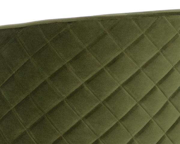 Sunpan Cornella Counter Stool - Elegant Modern Design with Antique Brass Frame and Chic Diamond Stitching Meg Olive