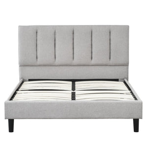 English Elm Bedroom Elegant Contemporary Queen Bed with Fur Chenille Upholstery, Engineered Wood Frame, Mattress-Ready Gray 60 L x 41 W x 6 H B2741P329257