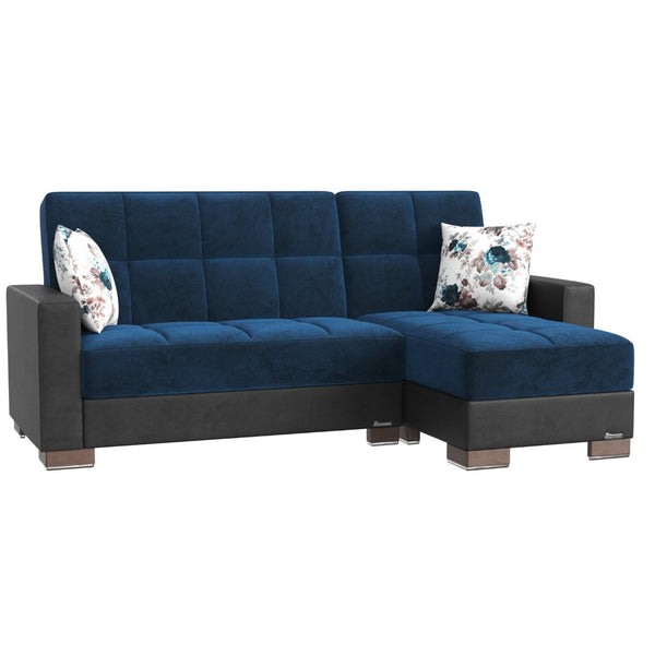 English Elm Primenest Convertible Chaise Lounge With Storage - Plush Microfiber Sleeper In Emerald Blue B030P303538-GIGA
