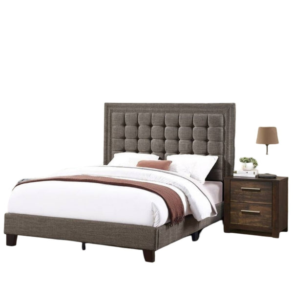 English Elm Elegant Queen Upholstered Bed Tufted Polyfiber Headboard Espresso Finish Bedroom B011P415205
