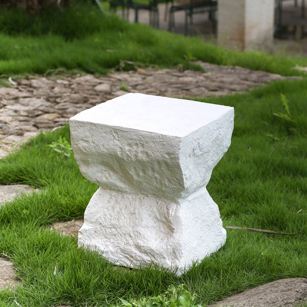 English Elm Christopher Knight Home® - Cleo Modern Minimalist MGO Side Table White — Weatherproof, Eco-Friendly Cubic Accent for Patio/Home N775P300875W