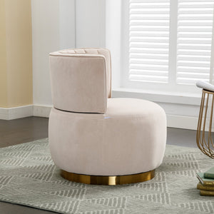 English Elm 360 Swivel Barrel Chair Plush Velvet Accent Sofa with High-Density Foam, Sturdy Frame, 300lb Capacity for Living Room Beige W395102771
