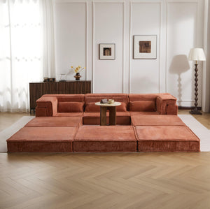 English Elm Compression Modular Sofa Bed – Cozy, Versatile 3-Seater With Ottoman, Soft Fleece, No Assembly Needed! W3723S00022