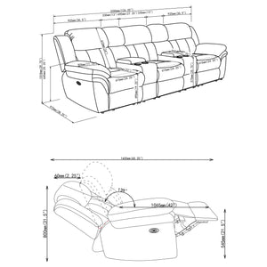 English Elm Divine Five Seat Power Reclining Sectional with Storage Consoles for Theater Rooms B062S01797