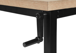 English Elm Computer Desk – Adjustable Standing Workstation With Natural Laminate Top & Sturdy Black Metal Frame B2710P219893