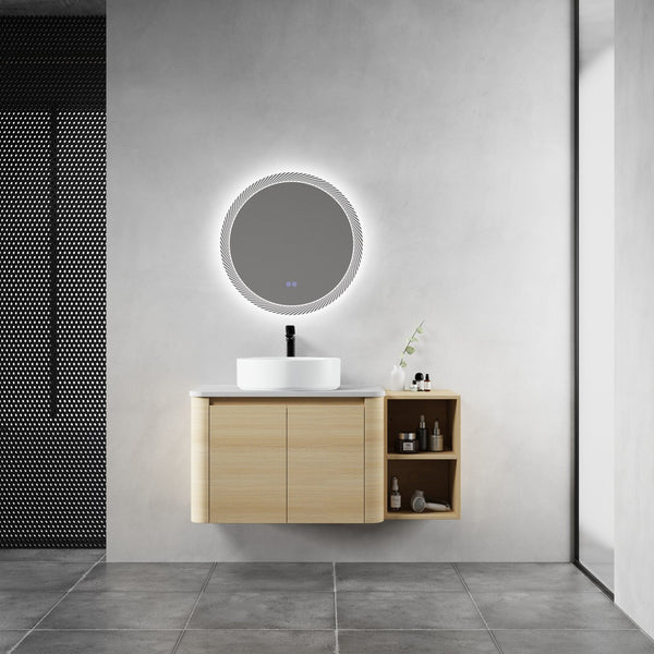 English Elm 42'' Modern Wall-Mounted Bathroom Vanity With Soft-Close Doors, Ceramic Sink & Ample Storage Solutions W999S00473