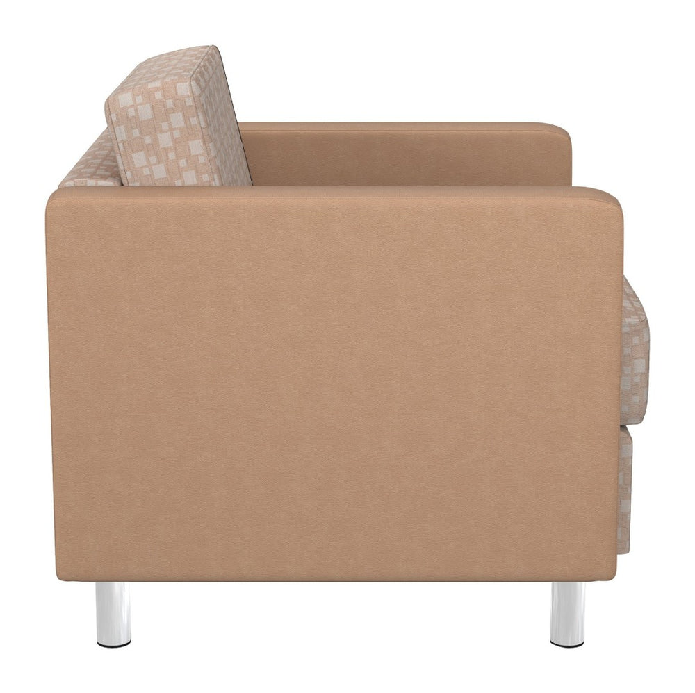 OSP Home Furnishings Pacific Club Armchair with Vinyl Upholstery and Chrome Legs for Modern Living Rooms Birch PAC51-K106/R104