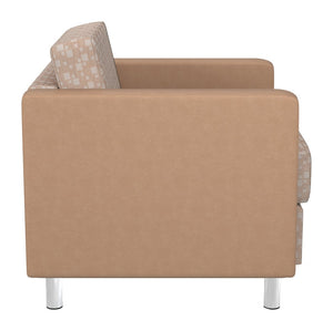 OSP Home Furnishings Pacific Club Armchair with Vinyl Upholstery and Chrome Legs for Modern Living Rooms Birch PAC51-K106/R104