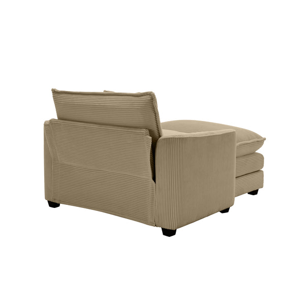 English Elm Comfortable Deep Seat Chair With Footstool & Pillow – Plush Corduroy For Living Room & Bedroom Use W714S00701