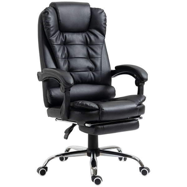 English Elm HOMCOM Ergonomic Executive Office Chair with Recline & Retractable Footrest, PU Leather, Lumbar Support W2225P229302