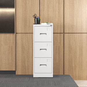 English Elm 3 Drawer Metal Vertical File Cabinet with Lock, Anti-Tilt, Quiet Ball-Bearing Slides and Label Holders for A4 Legal Letter Storage White T2398P342716