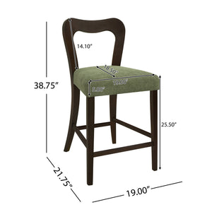 English Elm Christopher Knight Home® - Counter Stool with Curved Ergonomic Back, Solid Rubberwood Frame and Plush Upholstered Seat for Comfort Dark Brown,Green N771P254008L