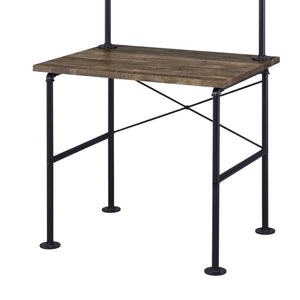 English Elm Rustic Oak And Black Writing Desk With 2 Shelves - Industrial Style For Home Office & Crafting B062P209208-GIGA