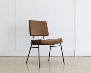 Sunpan Brinley Dining Chair - Modern Faux Leather Comfort with Stylish Powder Coated Stainless Steel Legs Black / Hazelnut