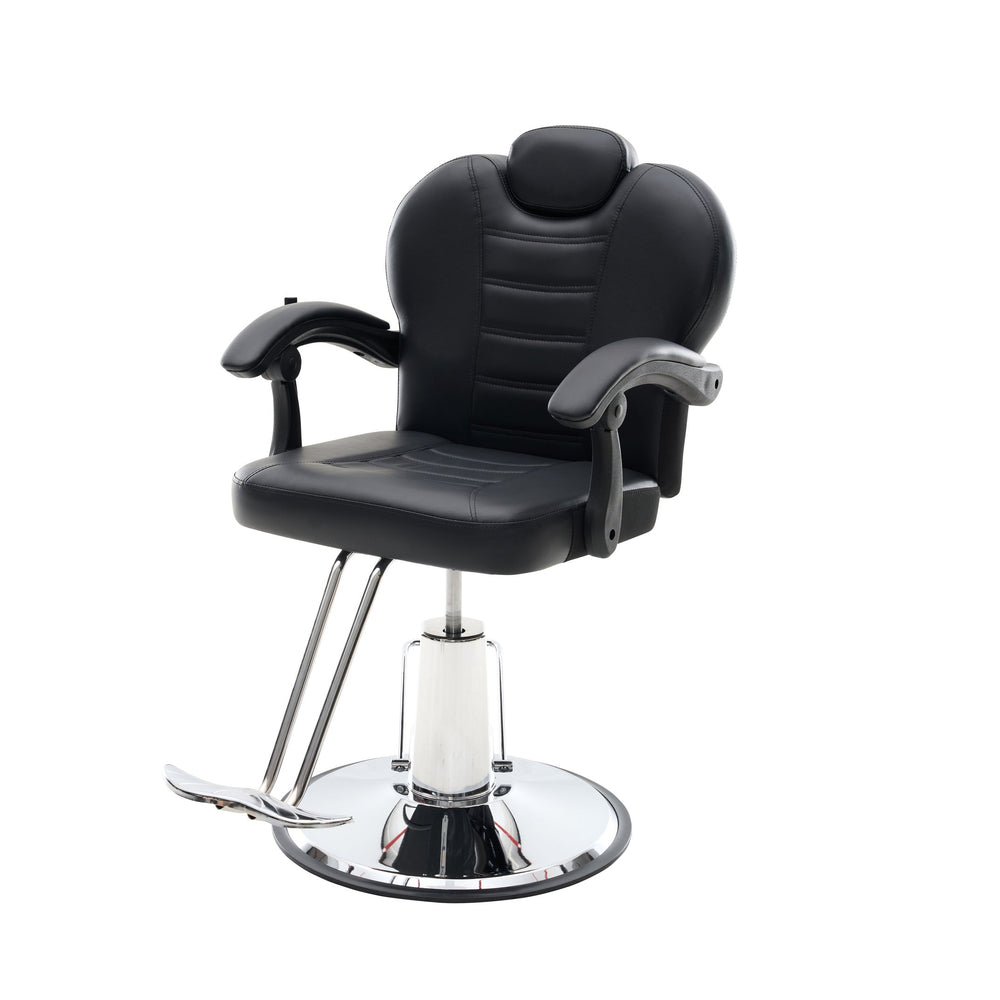 English Elm 102°-140° Heavy Duty Reclining Barber Chair with Hydraulic Pump, 360° Swivel, PU Leather, Stable Anti-Slip Base for Busy Salons and Stylists W2069P290382