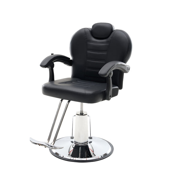 English Elm 102°-140° Heavy Duty Reclining Barber Chair with Hydraulic Pump, 360° Swivel, PU Leather, Stable Anti-Slip Base for Busy Salons and Stylists W2069P290382