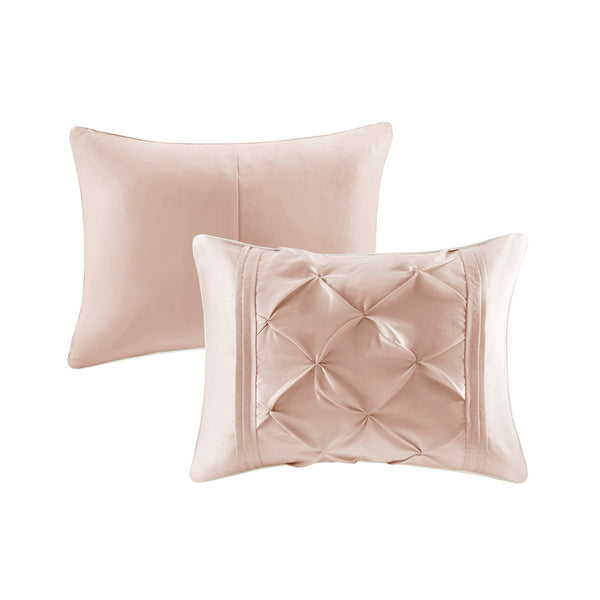 English Elm 7 Piece Tufted Comforter Set In Blush King - Elegant Bedding Collection For Stylish Comfort Decor B03597045