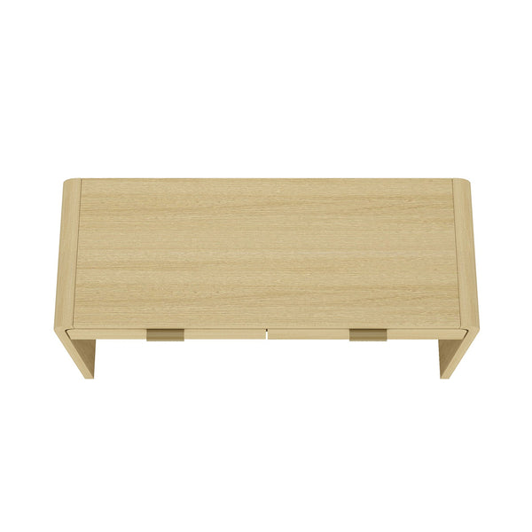 English Elm Grace 54" Oak Office Desk with 2 Drawers, Modern Rounded Corners, Metal Glam Handles, TV Stand-Friendly B365P397845