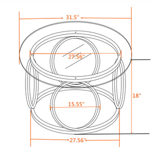 English Elm 31.50'' Round Chrome Ring Glass Coffee Table Two Tier Smoked Tempered Top Modern Living Room W757P412798