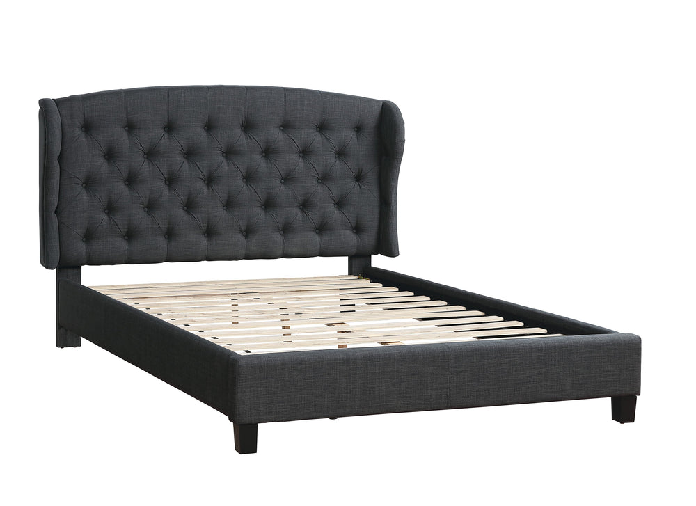 English Elm Modern Wingback Platform Bed Tufted Upholstered Headboard Charcoal Eastern King Frame B011P421732