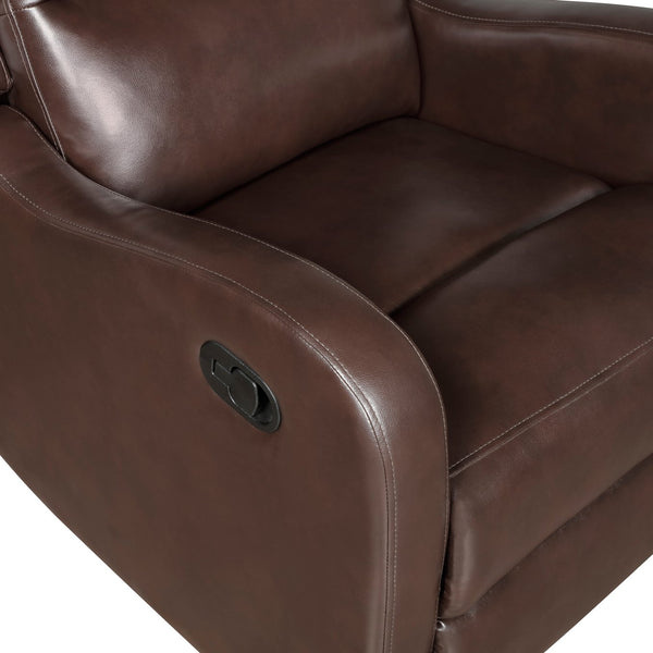 English Elm Brown Reclining Chair Durant Collection Faux Leather Recliner with Pull Tab, Solid Wood Frame, Cozy Comfort B011P294674