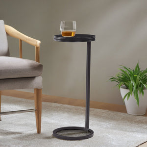 English Elm Yancey Antique Bronze Round Metal Accent Table - Space-Saving Geometric Side Table w/ Felt Pads B050P364432