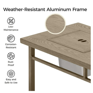 English Elm 47" Outdoor Aluminum Fire Pit Table 50000 Btu Propane with Ice Bucket Station Beige B082P454968