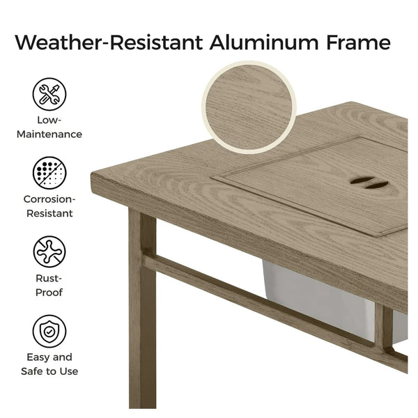 English Elm 47" Outdoor Aluminum Fire Pit Table 50000 Btu Propane with Ice Bucket Station Beige B082P454968