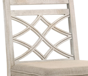 English Elm Tan Antique White Padded Side Chair Set of 2 — French Country Cottage Chic Dining Chairs, Tan Seats B062P209241