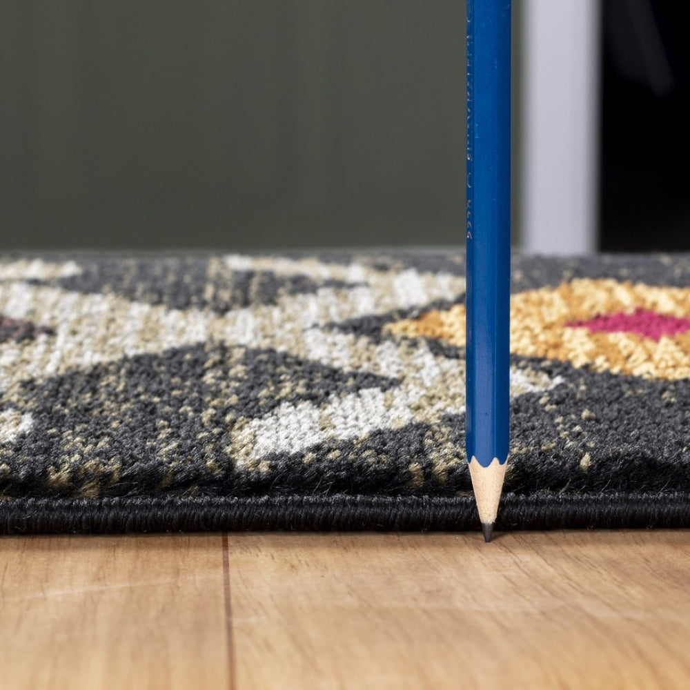 English Elm Tribes Black Southwest Area Rug - 2'7" X 7'3" Durable, Stain Resistant, Kid & Pet Friendly Design B186P180994-GIGA