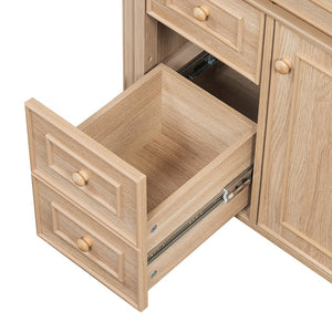 English Elm "30'' 30 Inch Freestanding Bathroom Vanity Solid Pine Cabinet Ceramic Sink Soft Close Storage N725P375498T