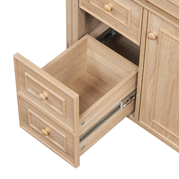 English Elm "30'' 30 Inch Freestanding Bathroom Vanity Solid Pine Cabinet Ceramic Sink Soft Close Storage N725P375498T