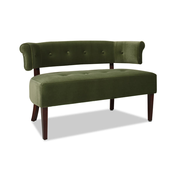 English Elm Jennifer Taylor Home - Jared Mid-Century Roll Arm Tufted Bench Settee with Kiln-Dried Frame and Plush High-Density Foam Olive Green B2719P238285