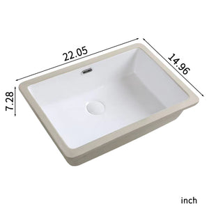 English Elm Rectangular Undermount Ceramic Basin with Overflow for Modern Bathroom Vanity W3402P326511