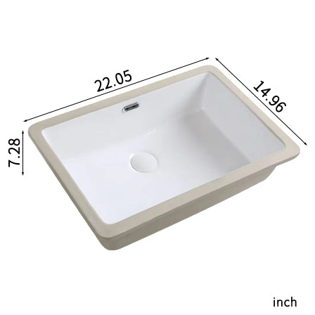 English Elm Rectangular Undermount Ceramic Basin with Overflow for Modern Bathroom Vanity W3402P326511