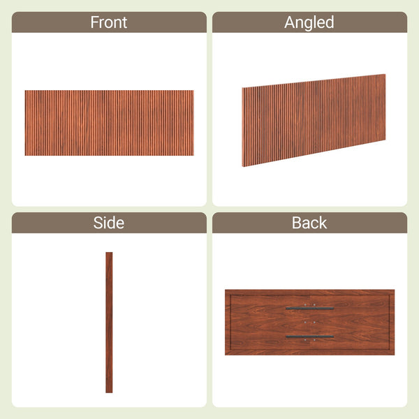 English Elm Modern Wavy Wall-mounted Queen Headboard with Organic Wood Grain Bohemian Bedroom Texture Walnut W1820P407910