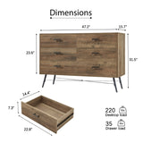 English Elm 6-Drawer Chest, 6 Drawer Dresser Tv Stand For Tv, Dressers Bedroom Furniture Large Storage Tower Unit, Dresser For Bedroom, Closet, Hallway, 47.2"W X 15.7"D X 31.5"H, Rustic Walnut