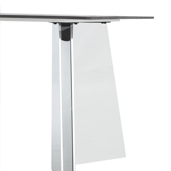 English Elm 63"x31.5x30" Marble Slab Rectangular Dining Table with Sculptural Butterfly Stainless Legs Black,Silver W1151S04576