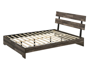 English Elm 1Pc Rustic Full Platform Bed - Stylish Low-Profile Frame With Slat Headboard, Brown Finish Charm B011P331878
