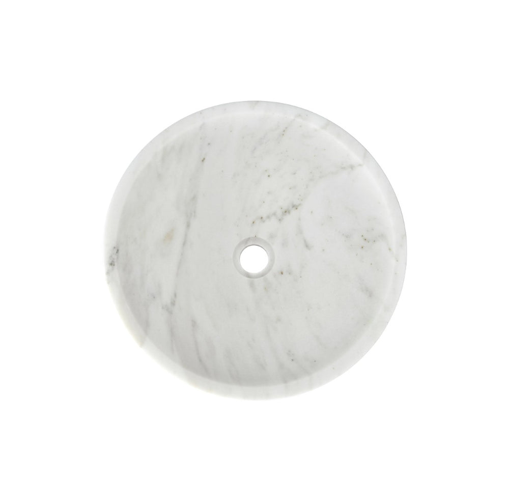 English Elm White Natural Marble Vessel Sink - Semi-Polished Elegance For Modern Bathrooms, 15.7" Diameter W1696P333277-GIGA