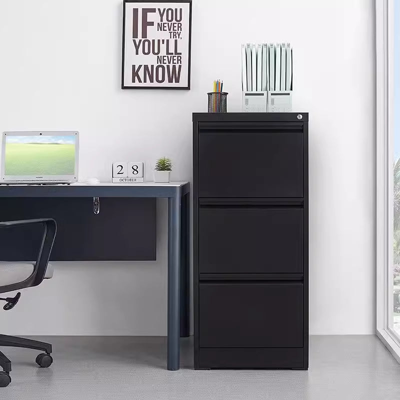 English Elm 3 Drawer Locking Steel File Cabinet Narrow Powder Coated Build for Home Office W1247P173369
