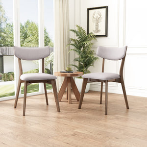 Christopher Knight Home® - Noble House - Chazz Mid Century Light Beige Fabric Dining Chairs With Natural Walnut Finished Frame - Set Of 2