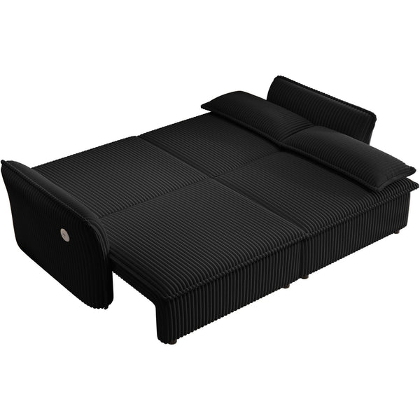 English Elm This 85 Inch Fleece Convertible Sofa Bed Sleeps Guests with 600 Lb Wood Frame W3820S00037